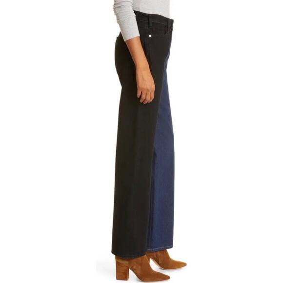 FRAME Le Jane Color block High Waist Relax Jeans Dell Noir Size 25 NWT - Picture 3 of 15